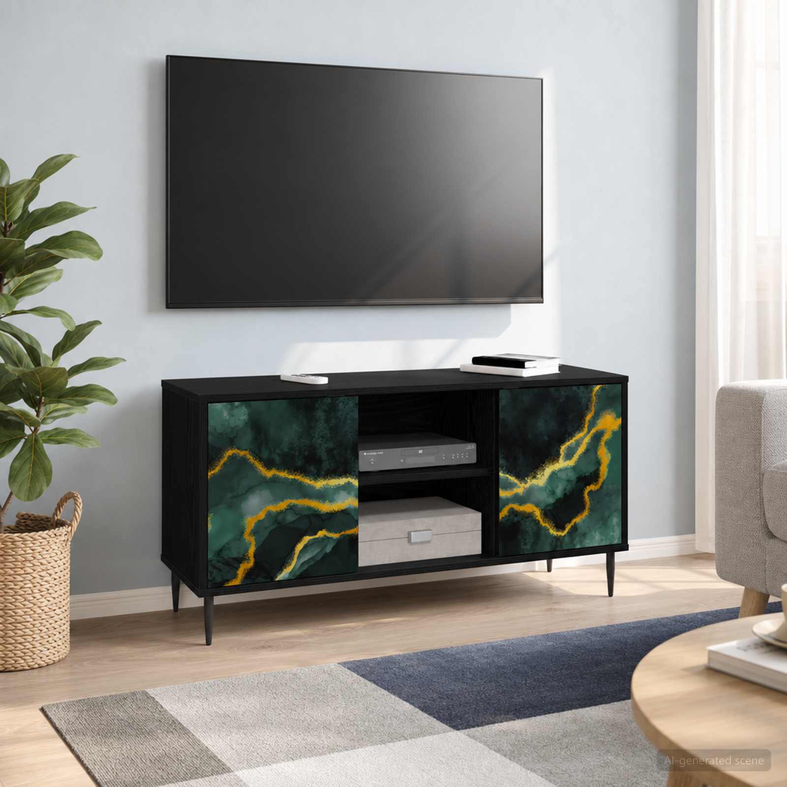 Televizoriaus spintelė WIJHE 102 x 33 x 51 cm Juodojo ąžuolo