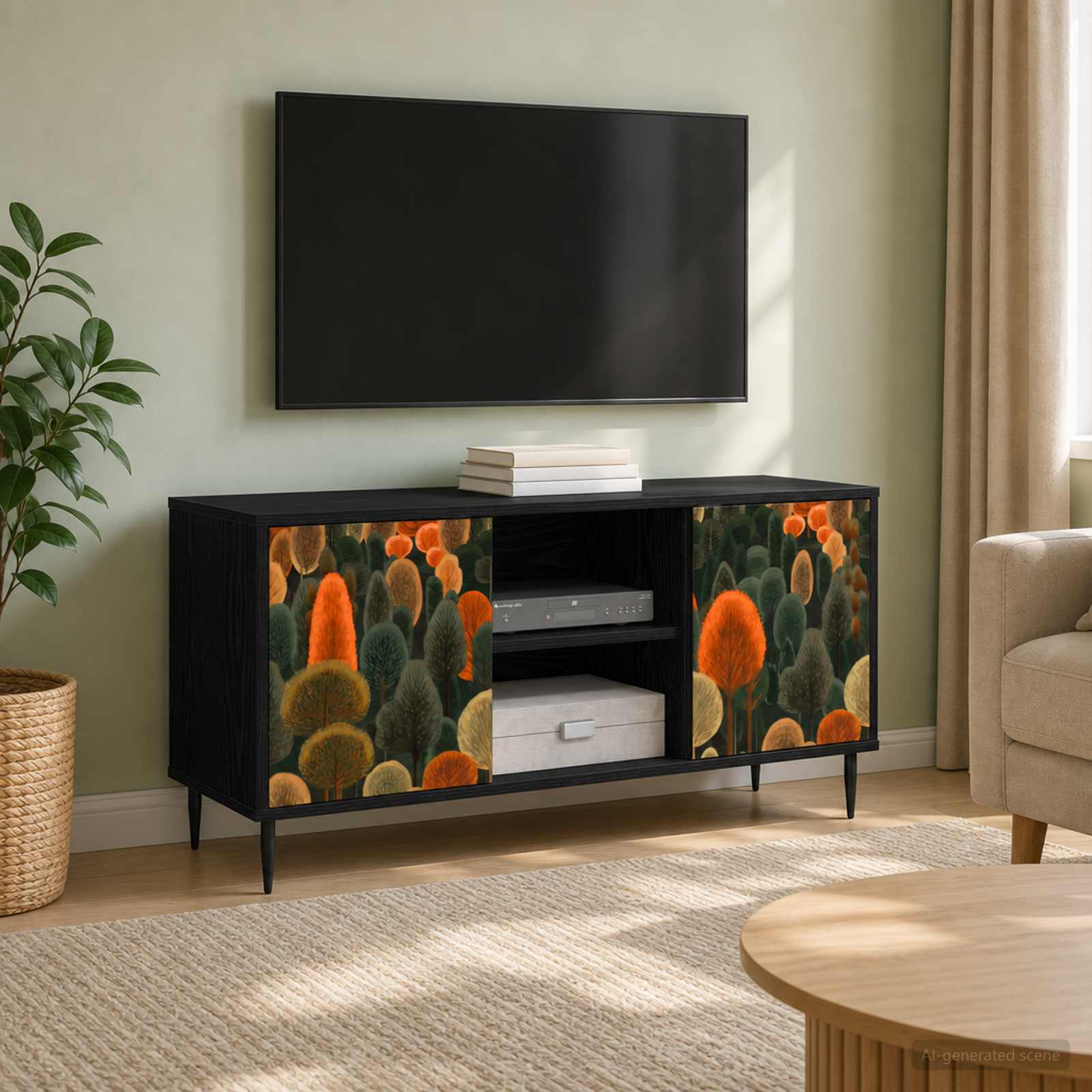 Televizoriaus spintelė ZAANDAM 102 x 33 x 51 cm Juodojo ąžuolo