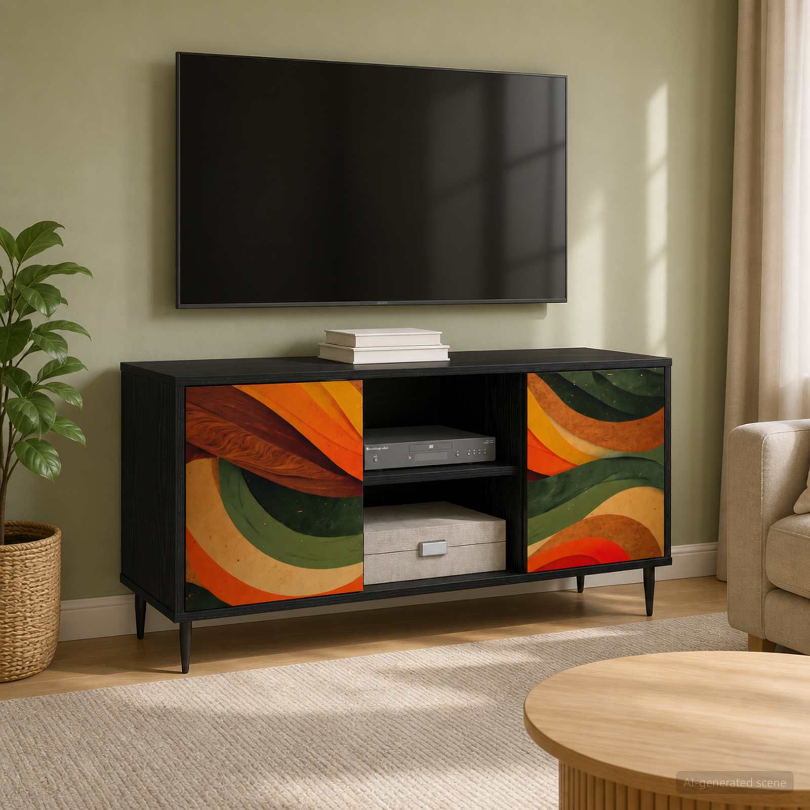 Televizoriaus spintelė BONN 102 x 33 x 51 cm Juodojo ąžuolo