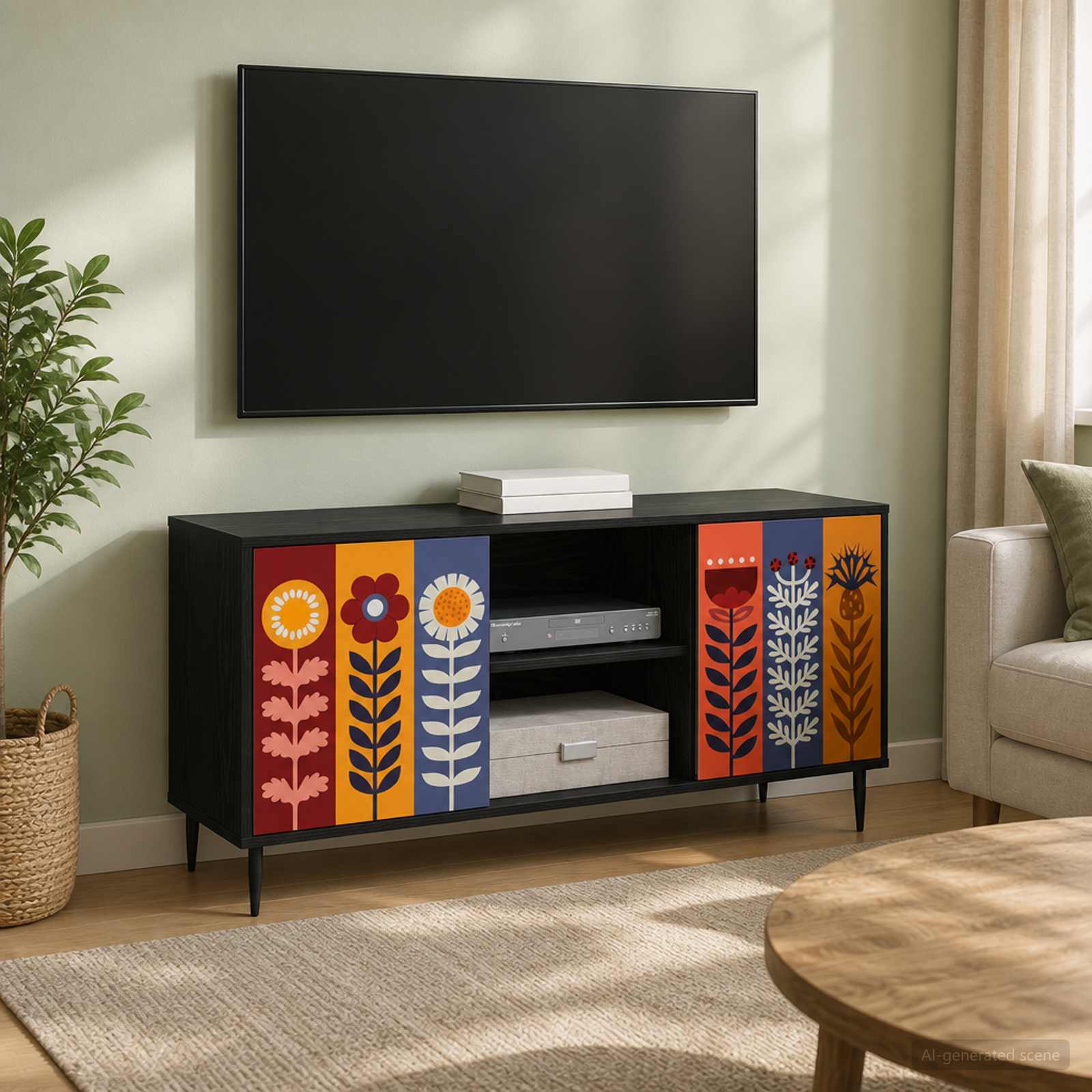 Televizoriaus spintelė ESSEN 102 x 33 x 51 cm Juodojo ąžuolo