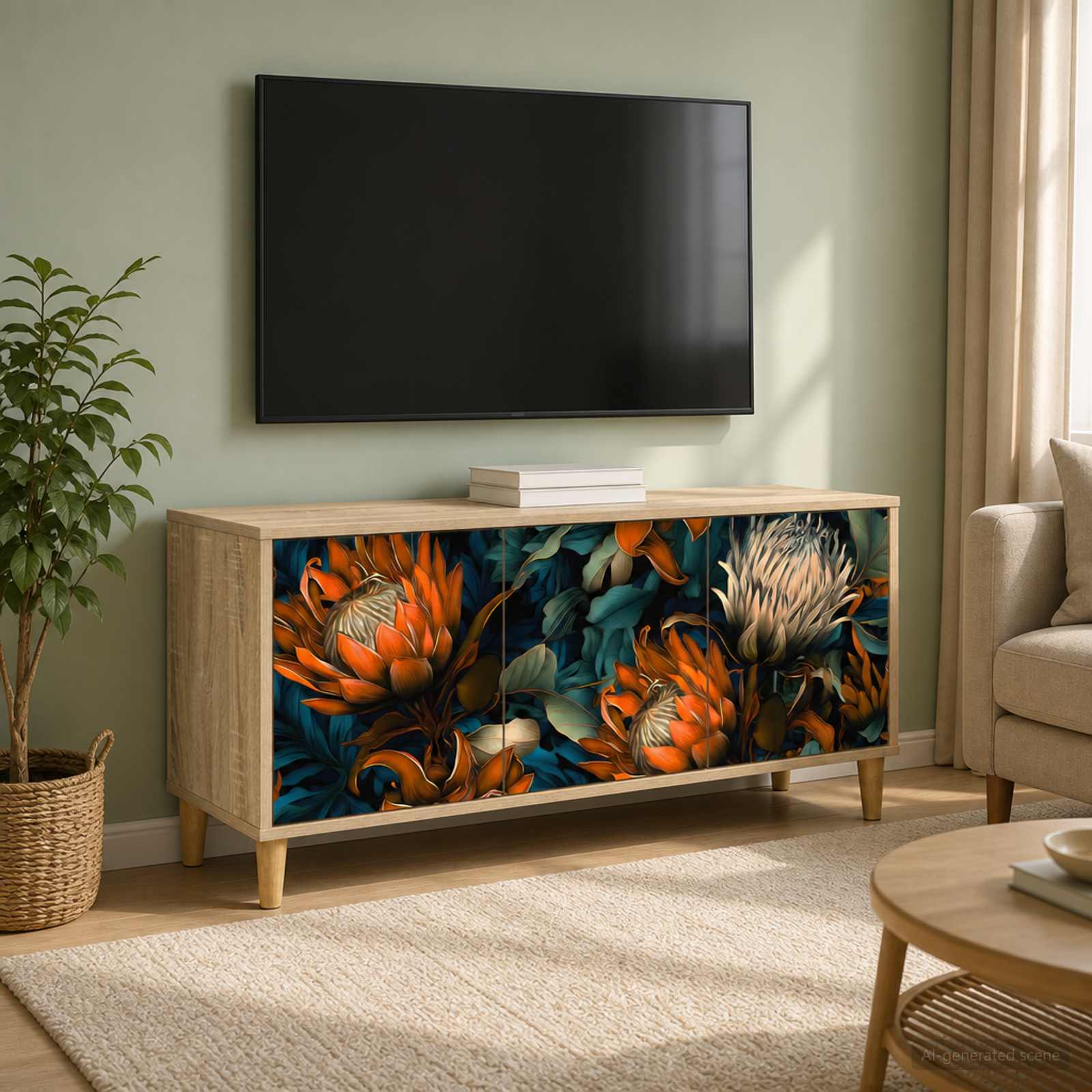 Televizoriaus spintelė LOCHEM 102 x 33 x 50 cm Sonoma ąžuolo