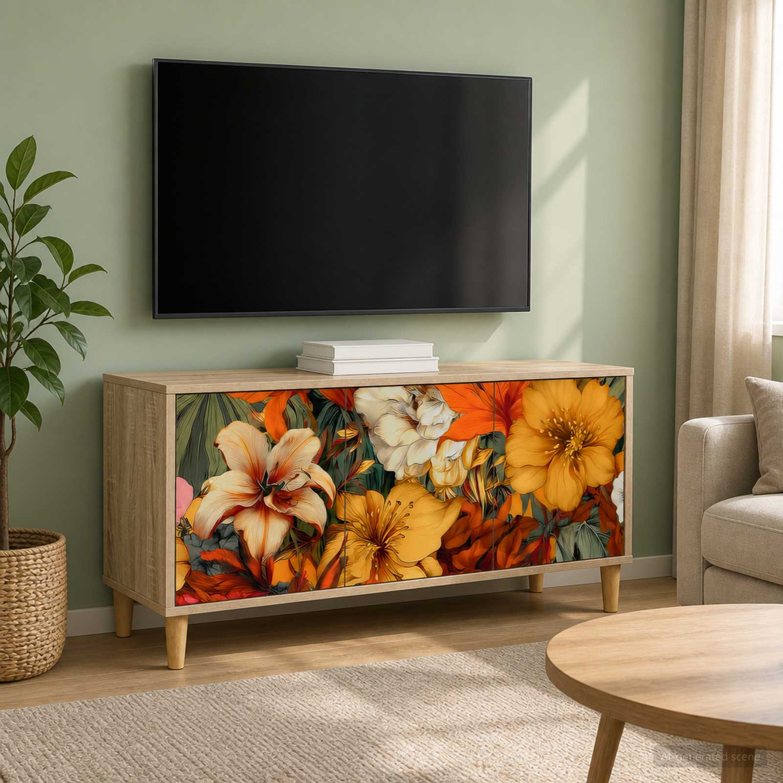 Televizoriaus spintelė GENNEP 102 x 33 x 50 cm Sonoma ąžuolo