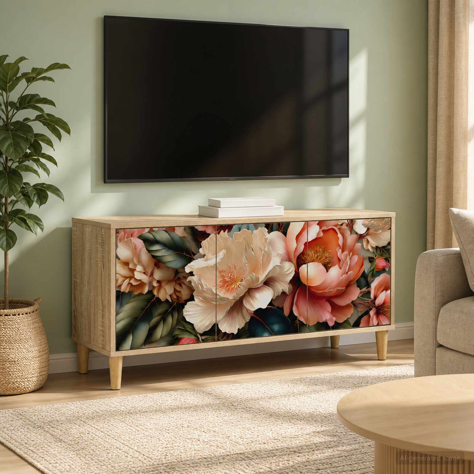 Televizoriaus spintelė BORNE 102 x 33 x 50 cm Sonoma ąžuolo