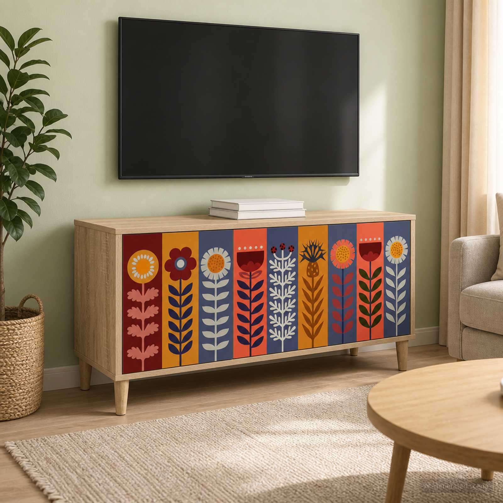 Televizoriaus spintelė ESSEN 102 x 33 x 50 cm Sonoma ąžuolo