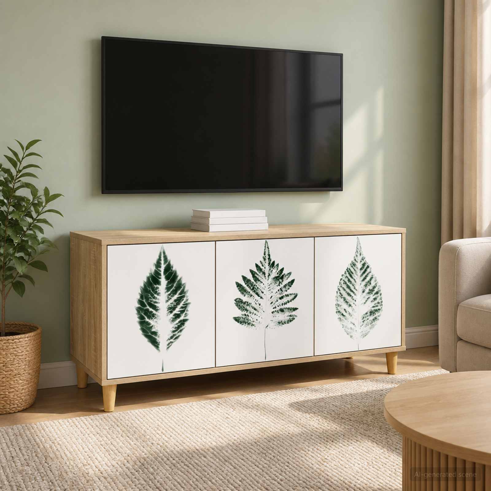 Televizoriaus spintelė HANAU 102 x 33 x 50 cm Sonoma ąžuolo