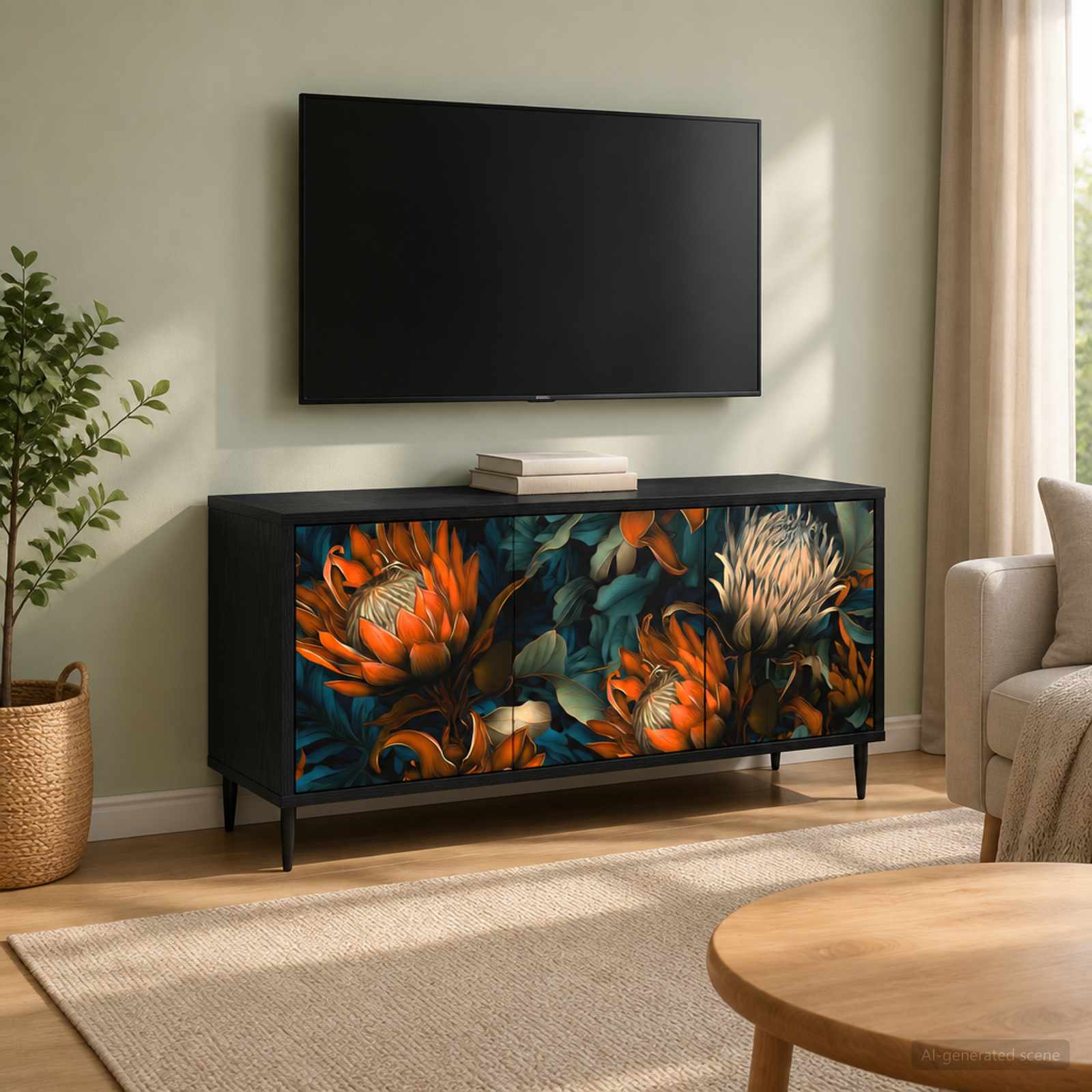 Televizoriaus spintelė LOCHEM 102 x 33 x 51 cm Juodojo ąžuolo