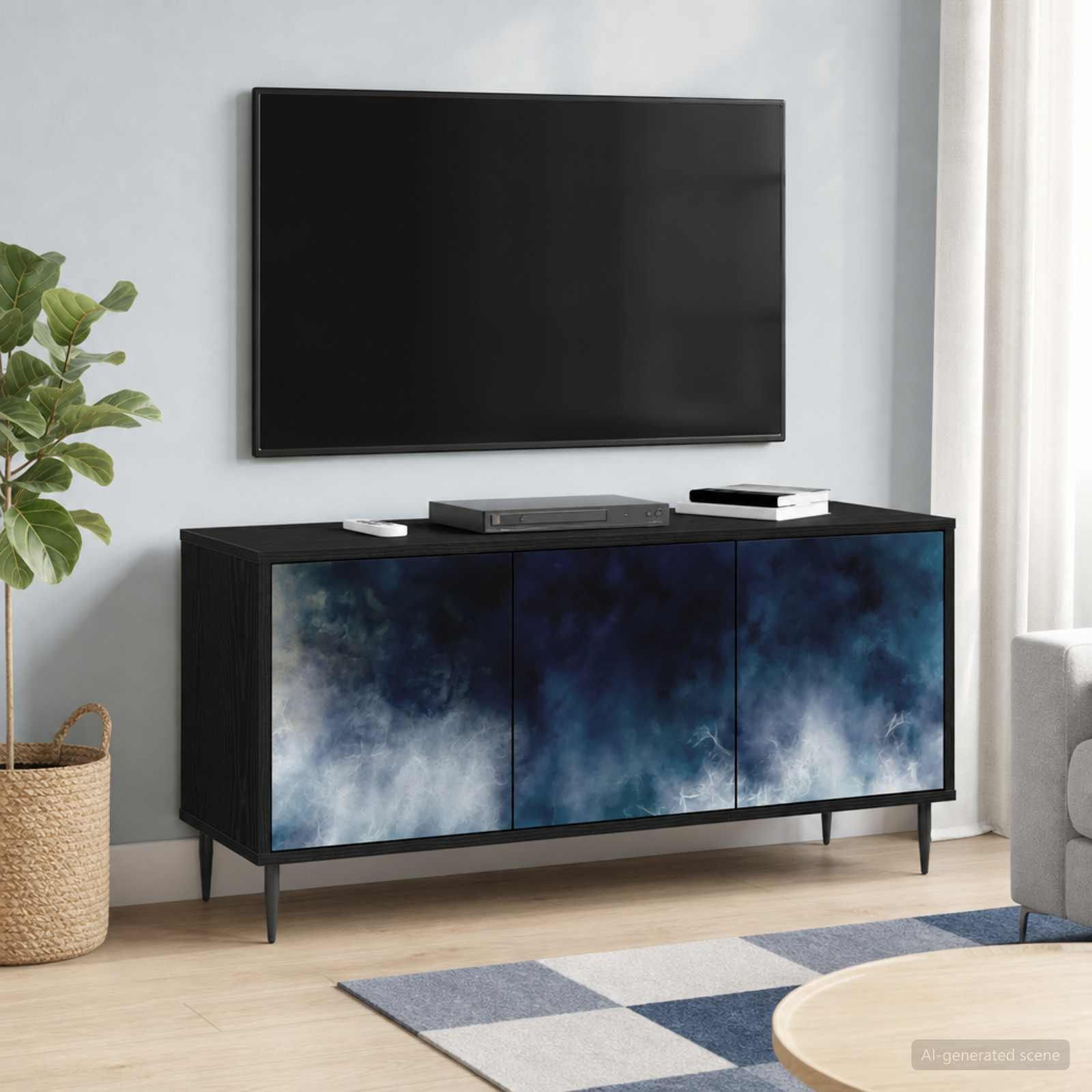 Televizoriaus spintelė RAALTE 102 x 33 x 51 cm Juodojo ąžuolo
