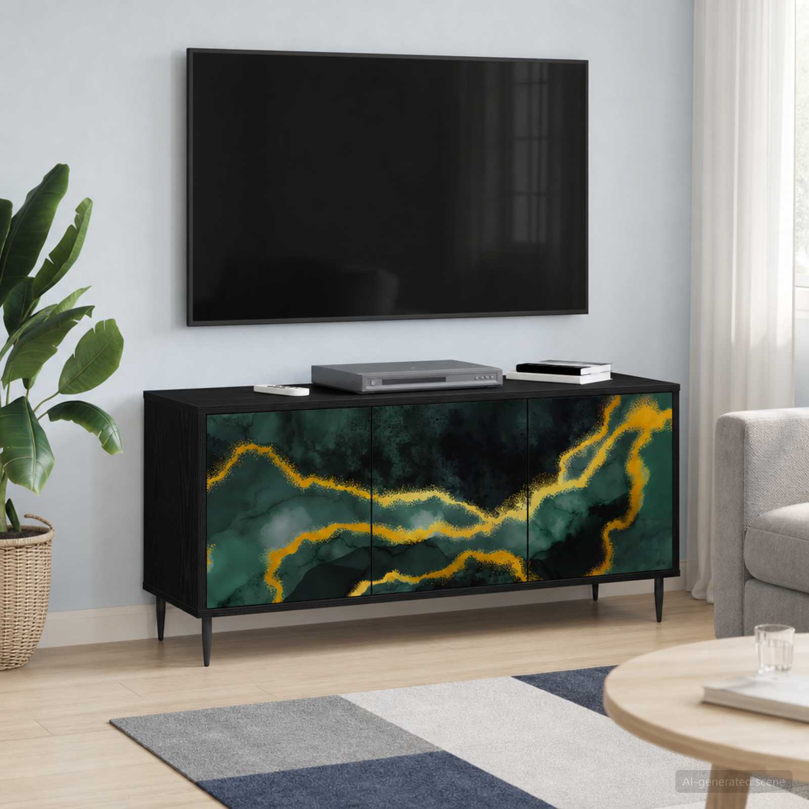 Televizoriaus spintelė WIJHE 102 x 33 x 51 cm Juodojo ąžuolo