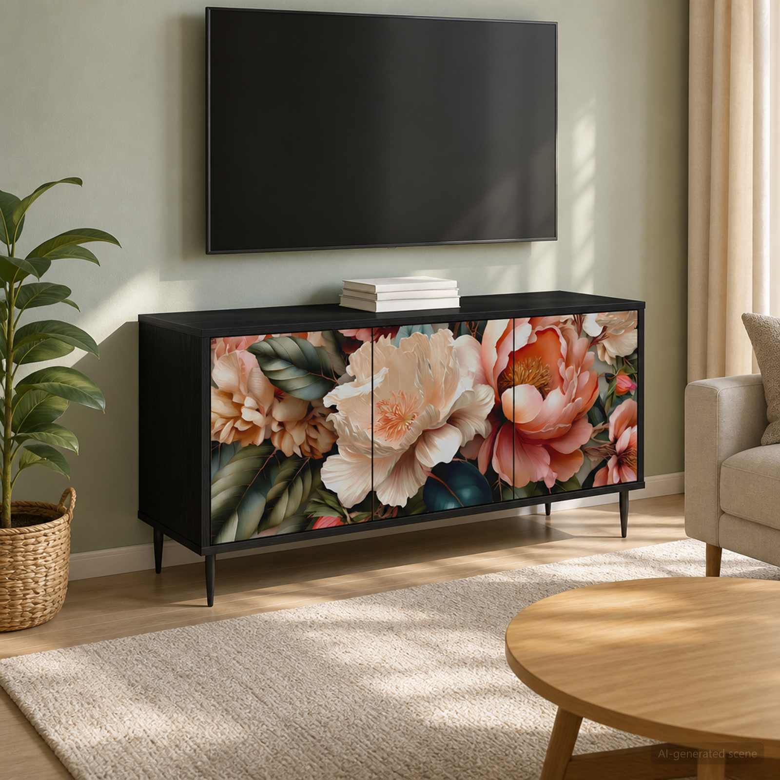 Televizoriaus spintelė BORNE 102 x 33 x 51 cm Juodojo ąžuolo
