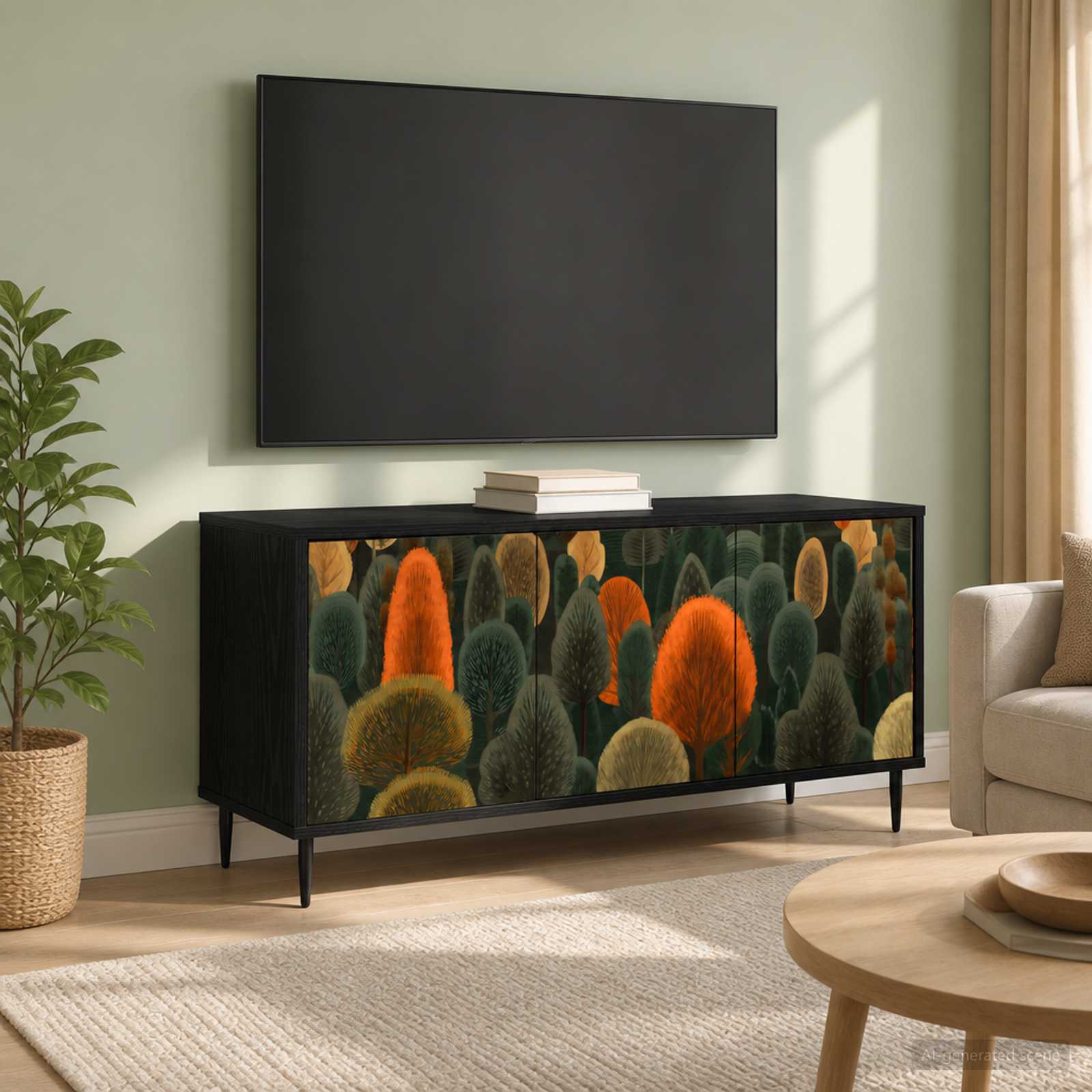 Televizoriaus spintelė ZAANDAM 102 x 33 x 51 cm Juodojo ąžuolo
