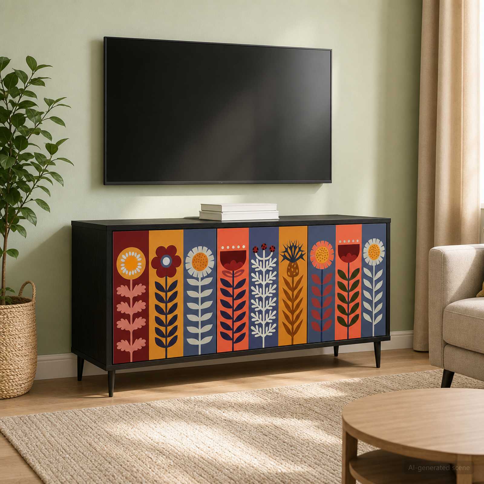 Televizoriaus spintelė ESSEN 102 x 33 x 51 cm Juodojo ąžuolo