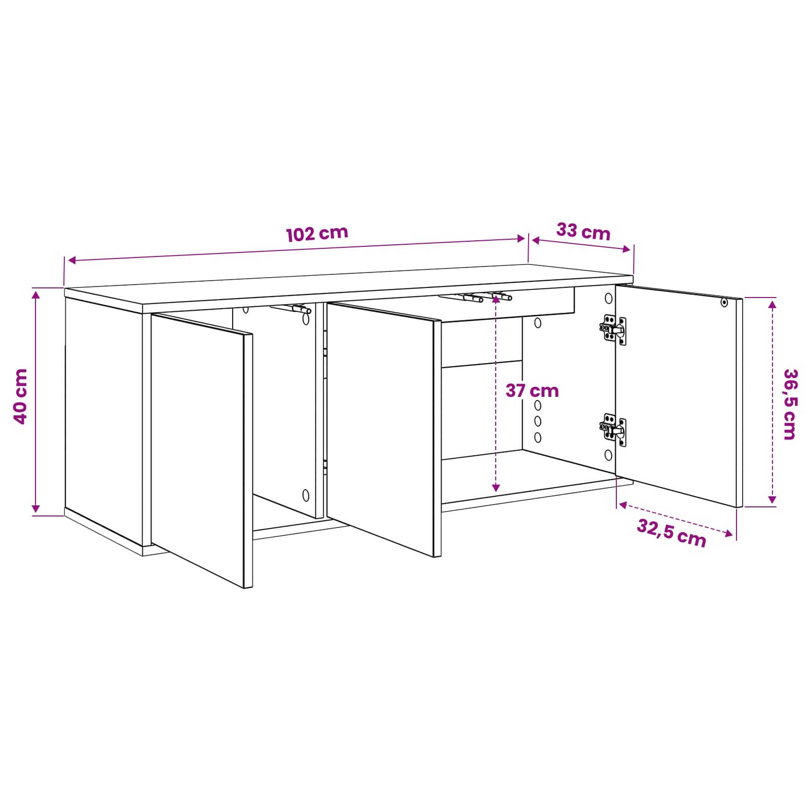 Sieninis televizoriaus stovas BONN 102 x 33 x 40 cm