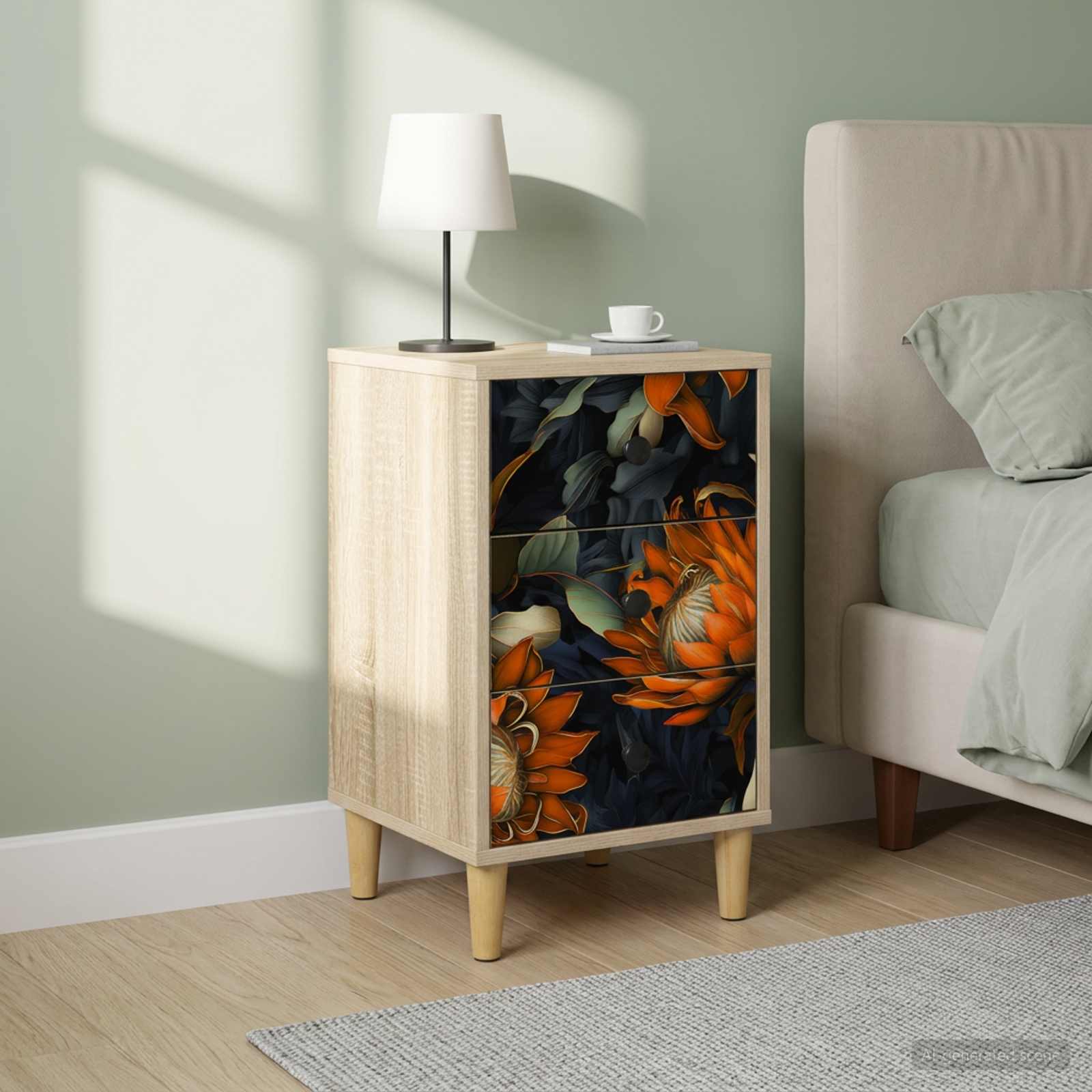 Šalia lovos spintelė LOCHEM 2 vnt. Sonoma ąžuolas