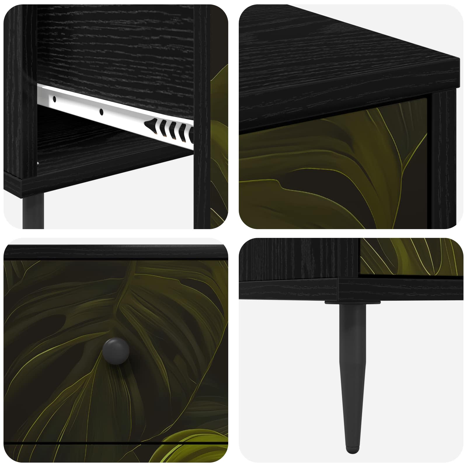 Šalia lovos spintelė ELBURG 2 vnt. Juodojo ąžuolo