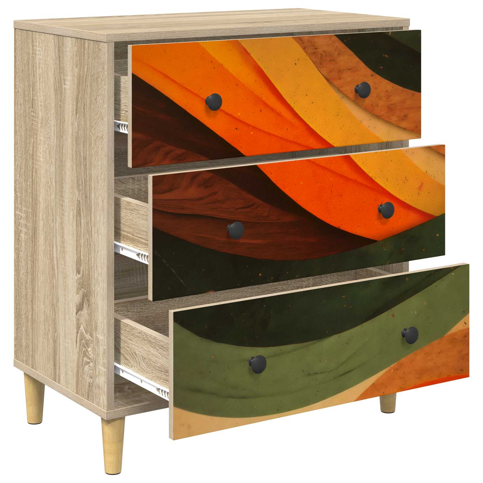 Ištraukalas spinta BONN Retro bangos spauda 66 x 36,5 x 75 cm