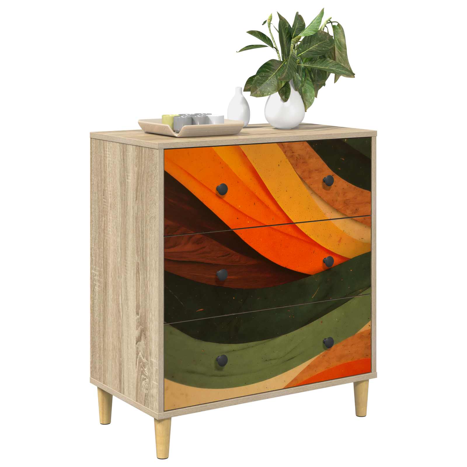 Ištraukalas spinta BONN Retro bangos spauda 66 x 36,5 x 75 cm