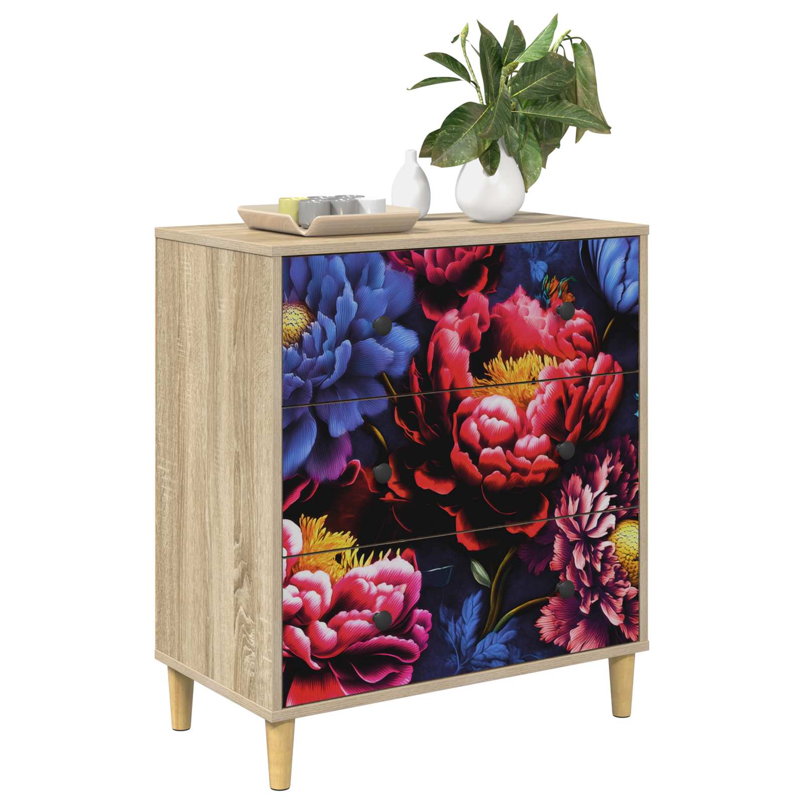 Ištraukalas spinta KIEL Tamsus bijūnų raštas 66 x 36,5 x 75 cm