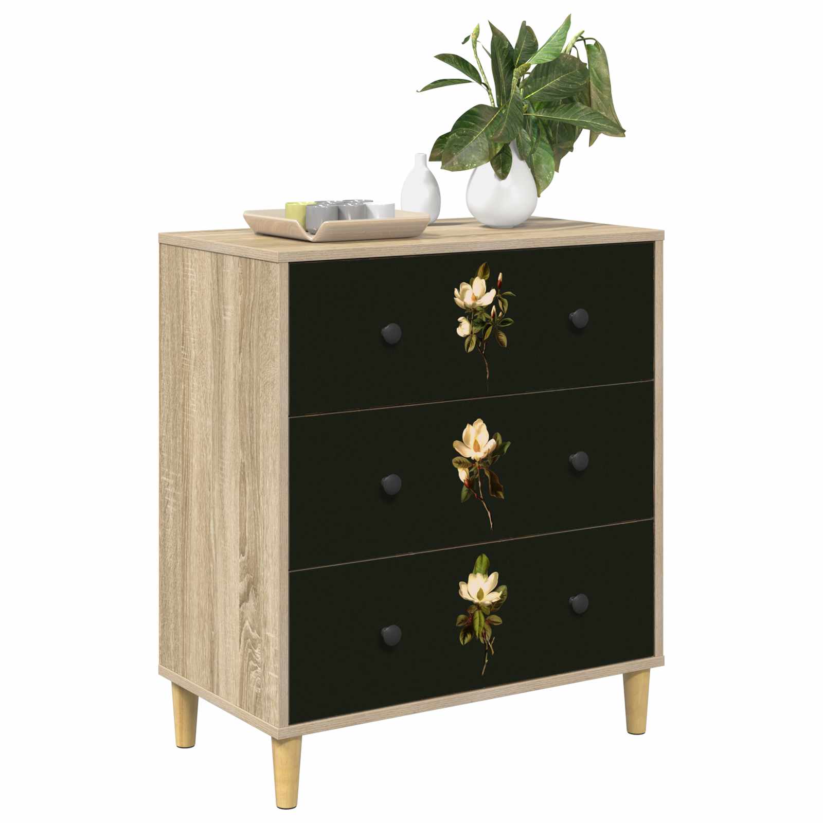 Ištraukalas spinta BREMEN Magnolijų raštas 66 x 36,5 x 75 cm