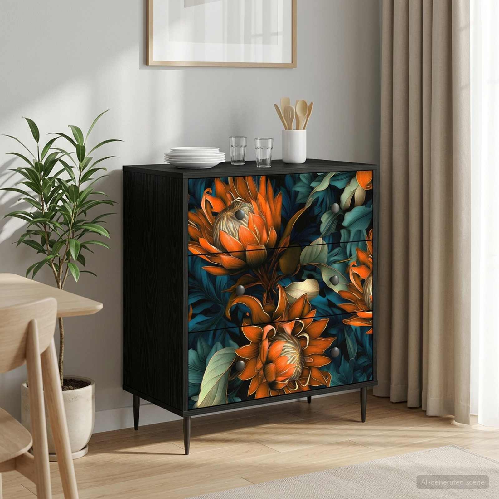 Ištraukalas spinta LOCHEM Oranžinė spauda 66 x 36,5 x 76 cm