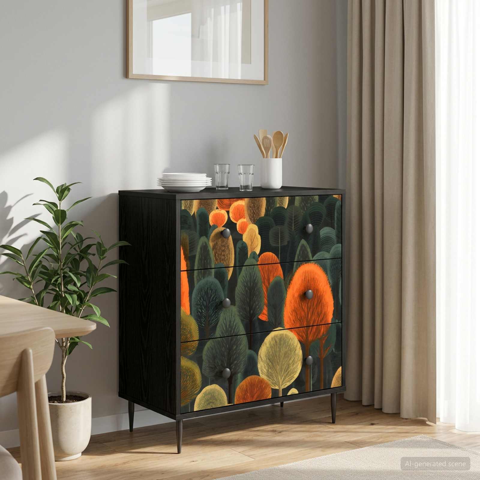 Ištraukalas spinta ZAANDAM Miško raštas 66 x 36,5 x 76 cm