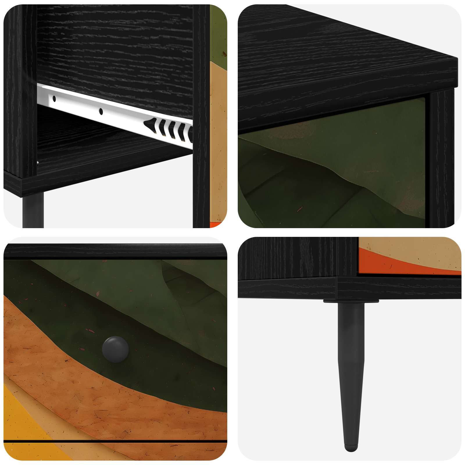 Ištraukalas spinta BONN Retro bangos spauda 66 x 36,5 x 76 cm