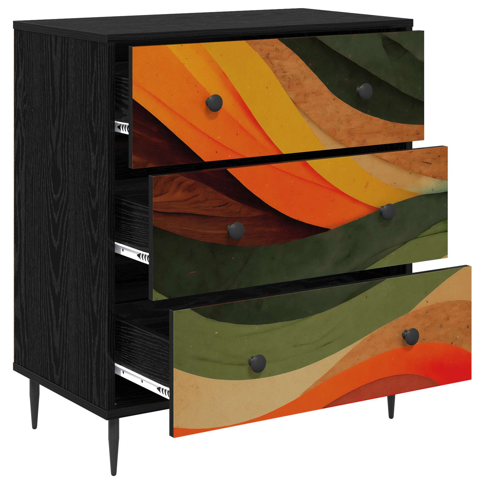 Ištraukalas spinta BONN Retro bangos spauda 66 x 36,5 x 76 cm