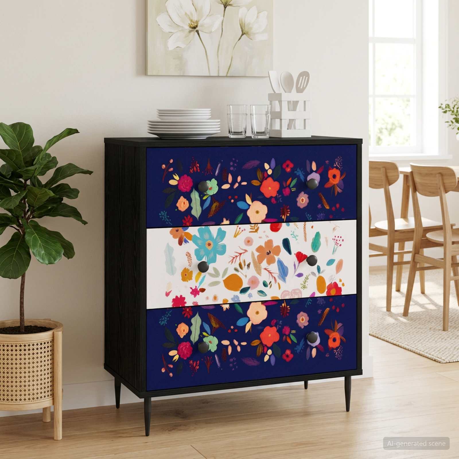 Ištraukalas spinta MAINZ Gėlėtas raštas 66 x 36,5 x 76 cm