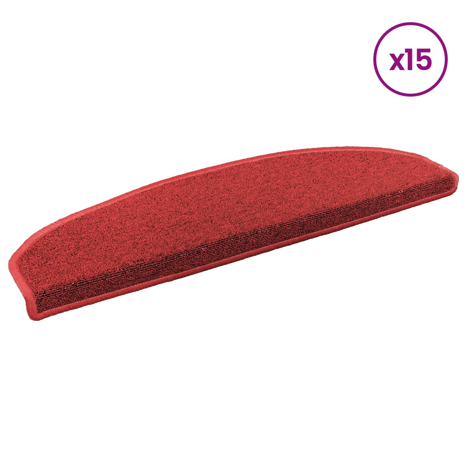 Savaime prilipantys laiptų kilimėliai Pusapvalis 15 pcs Raudona