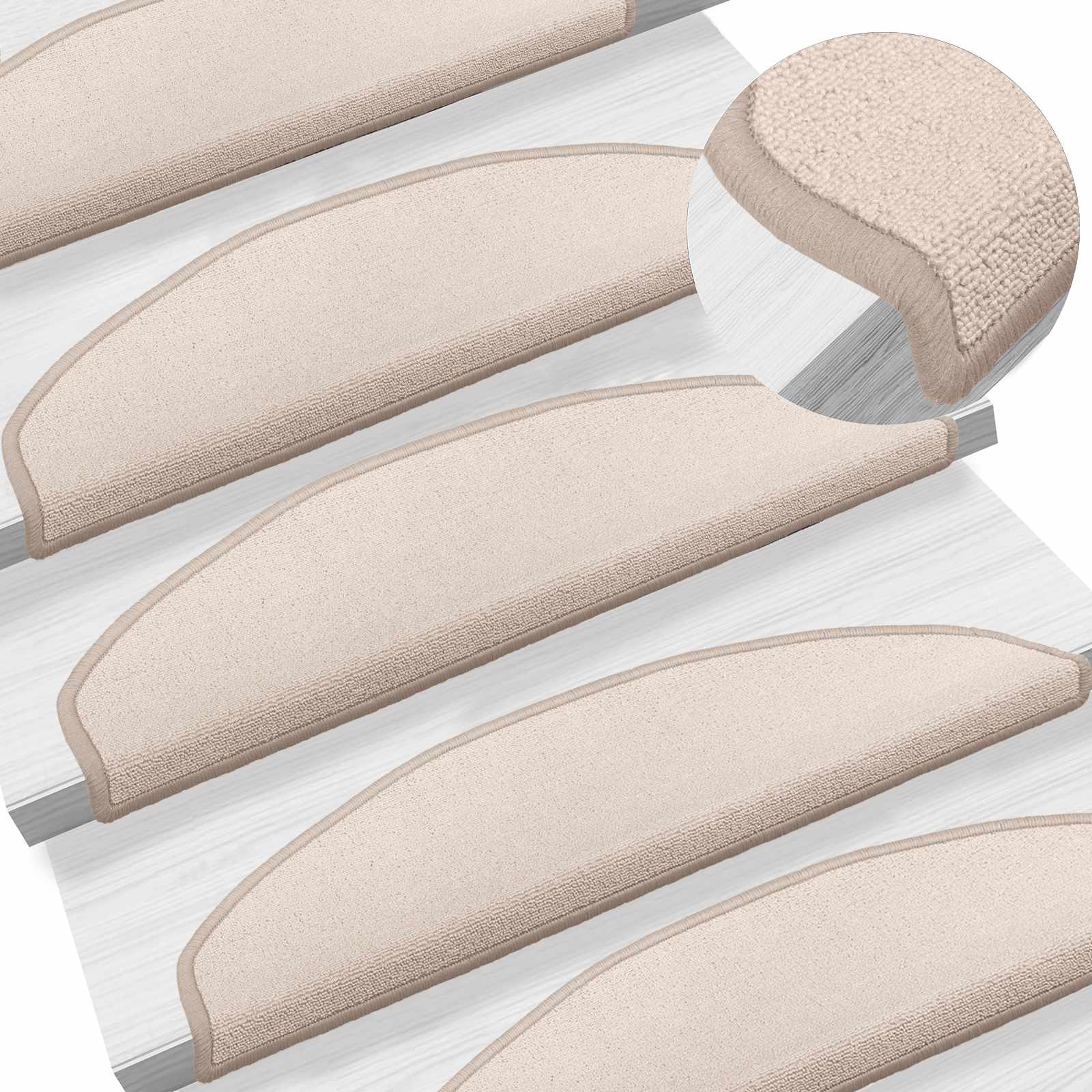 Savaime prilipantys laiptų kilimėliai Pusapvalis 15 pcs Taupe
