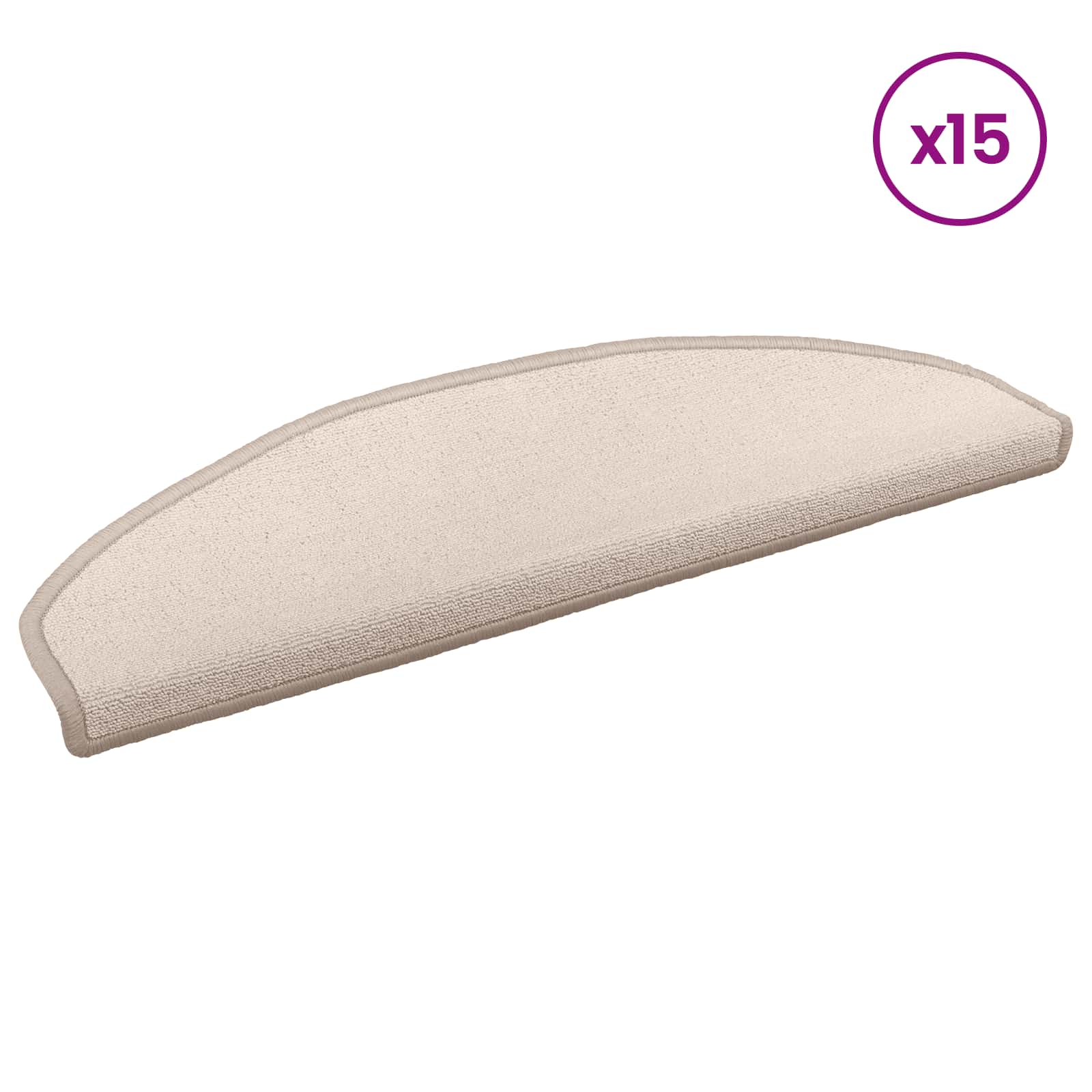 Savaime prilipantys laiptų kilimėliai Pusapvalis 15 pcs Taupe