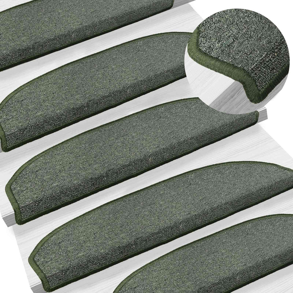 Savaime prilipantys laiptų kilimėliai 15 pcs Tamsiai žalia