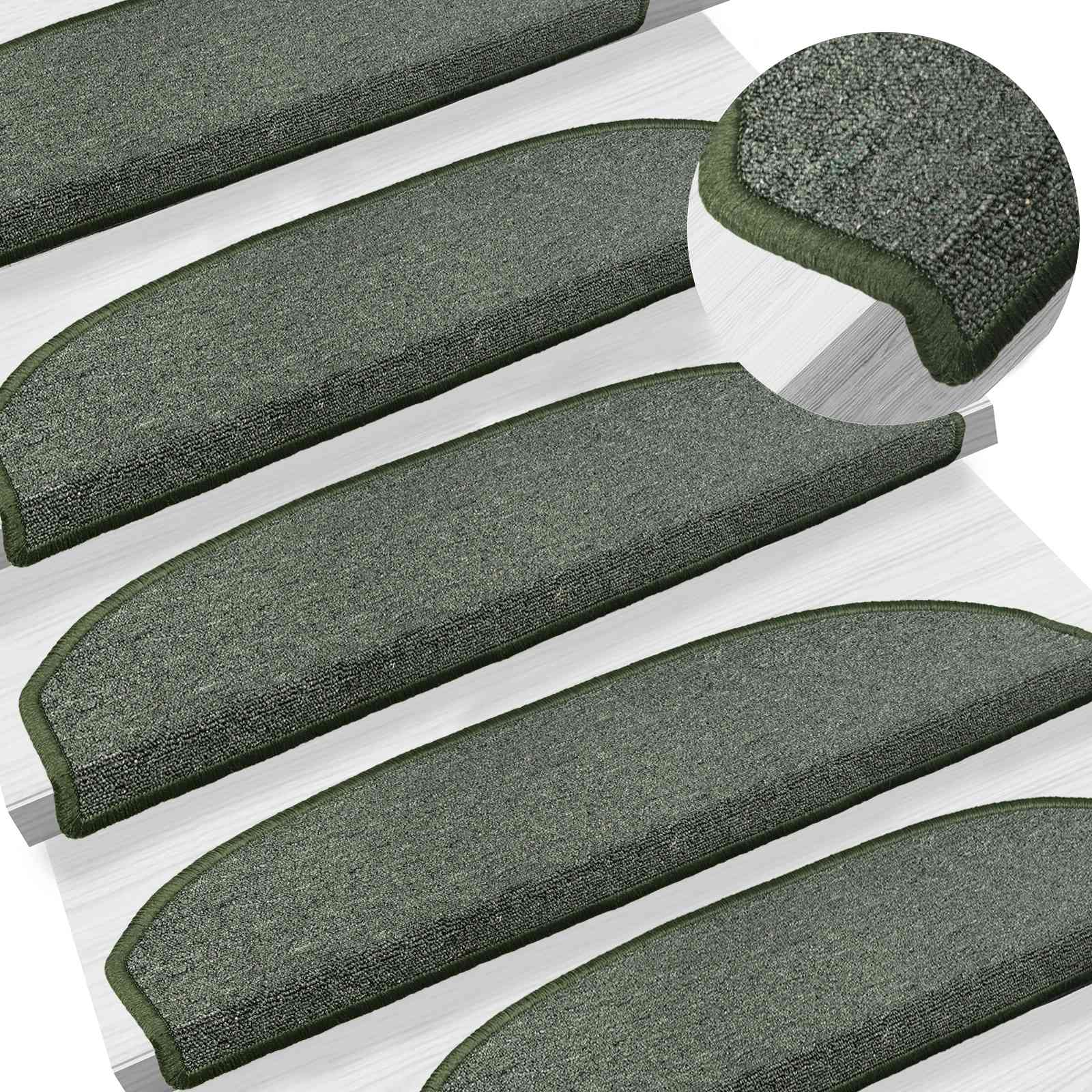 Savaime prilipantys laiptų kilimėliai 15 pcs Tamsiai žalia