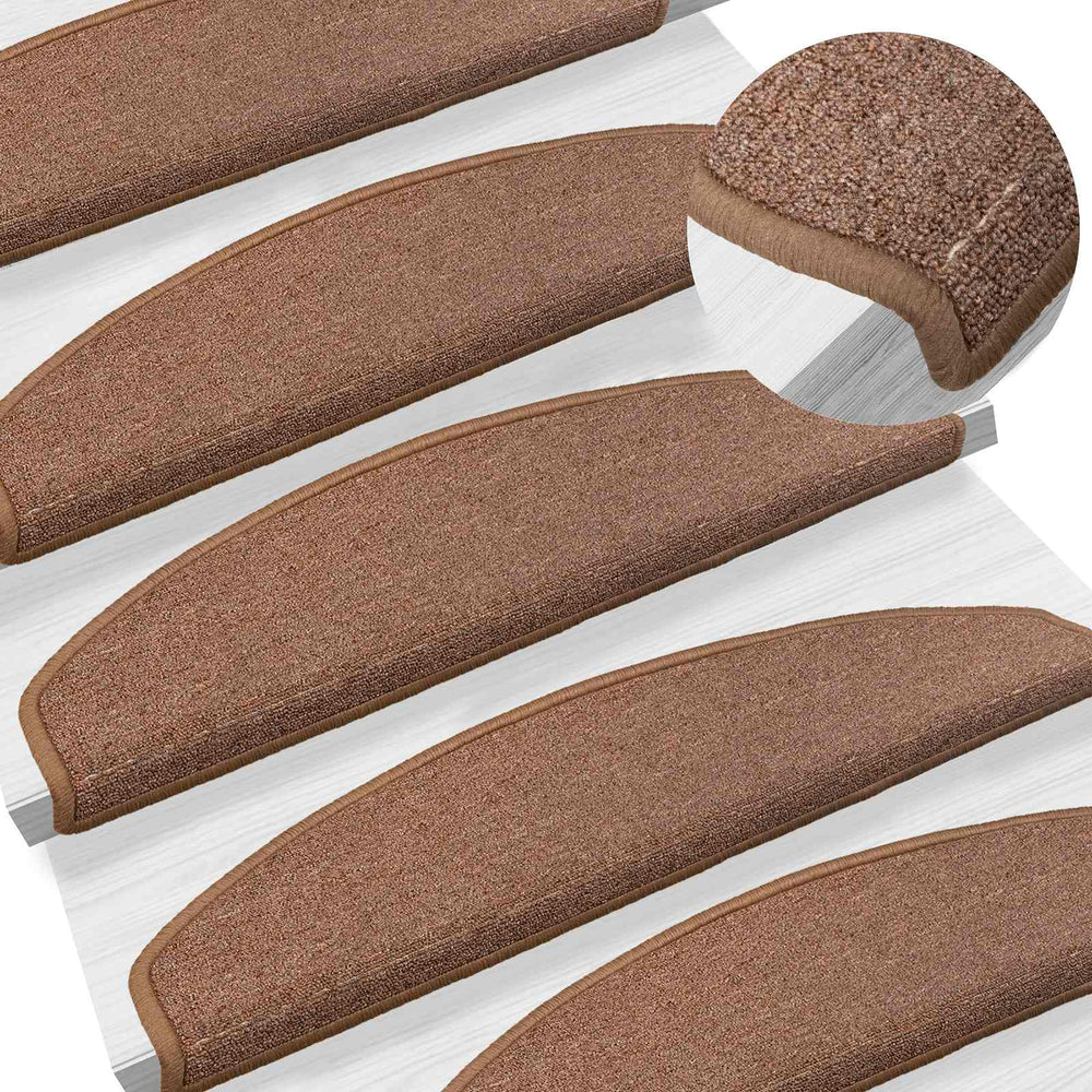 Savaime prilipantys laiptų kilimėliai Pusapvalis 15 pcs Ruda
