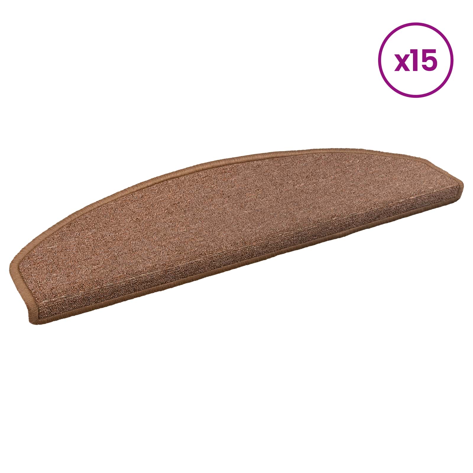 Savaime prilipantys laiptų kilimėliai Pusapvalis 15 pcs Ruda