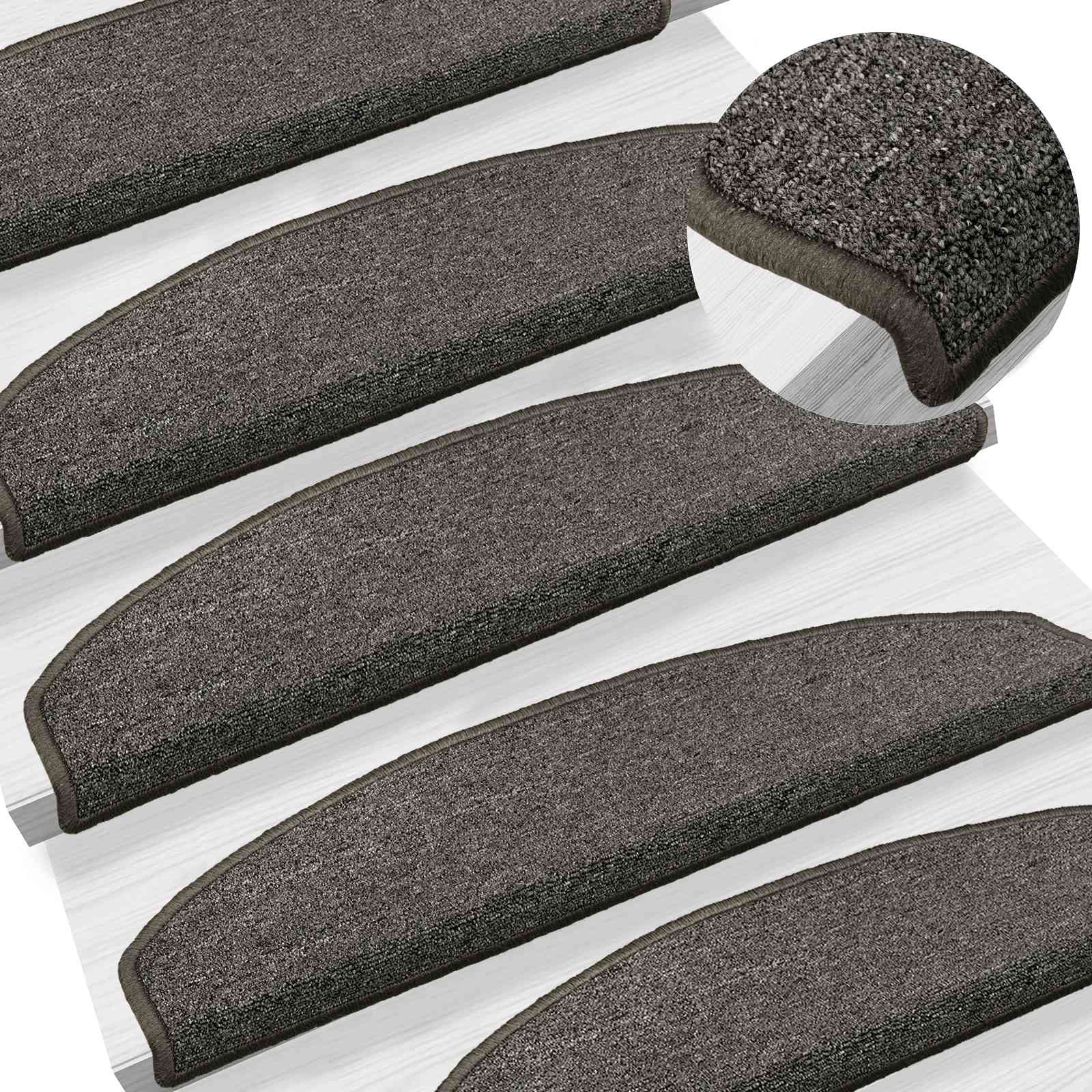 Savaime prilipantys laiptų kilimėliai 15 pcs Tamsiai pilka