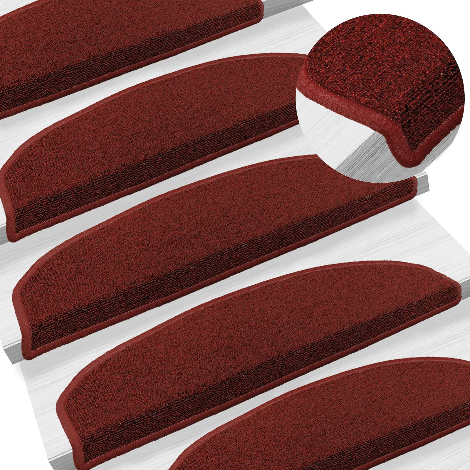Savaime prilipantys laiptų kilimėliai 15 pcs Bordo raudona