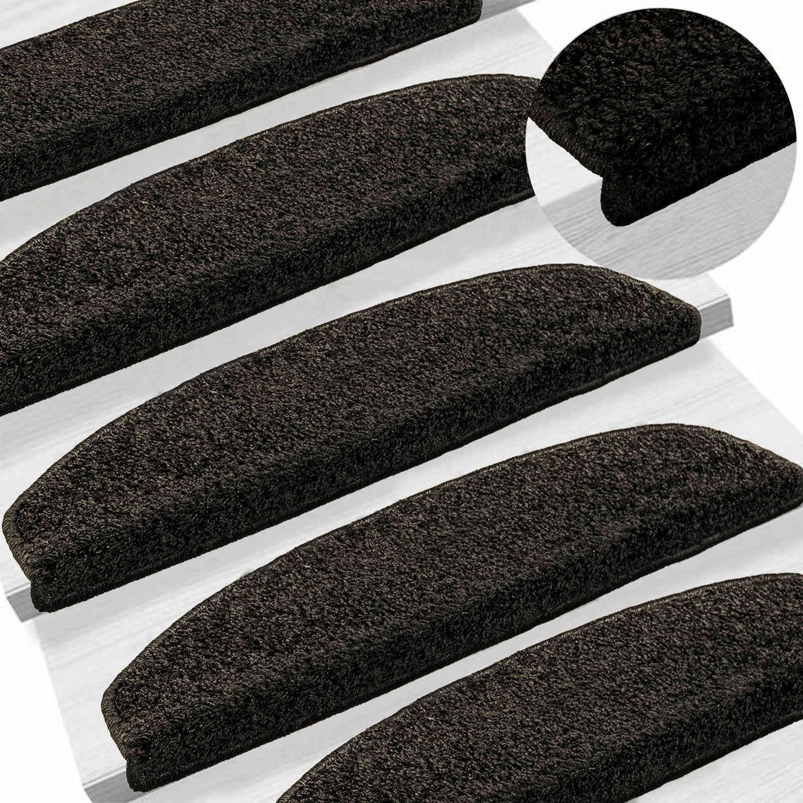 Savaime prilipantys laiptų kilimėliai 15 pcs Antracito
