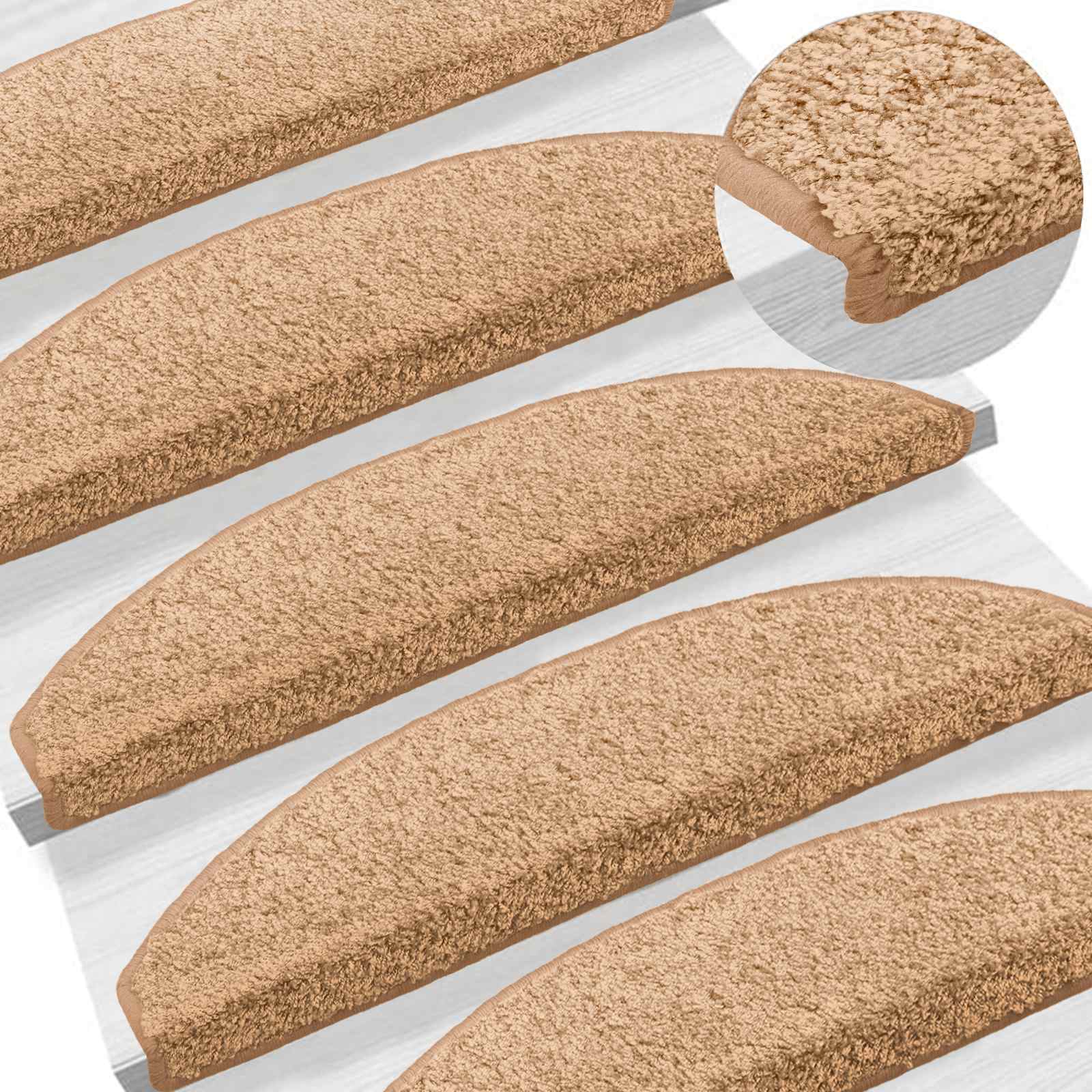 Savaime prilipantys laiptų kilimėliai Pusapvalis 15 pcs Smėlio