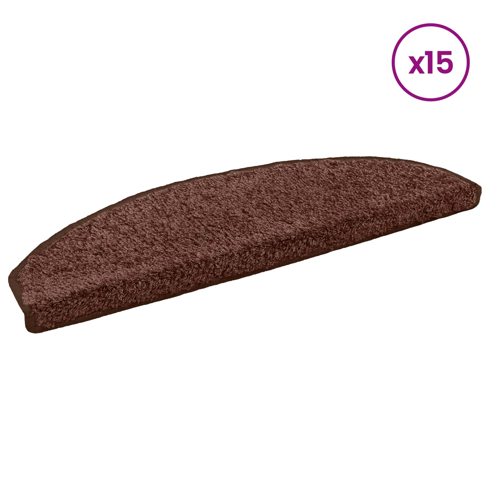 Savaime prilipantys laiptų kilimėliai Pusapvalis 15 pcs Ruda