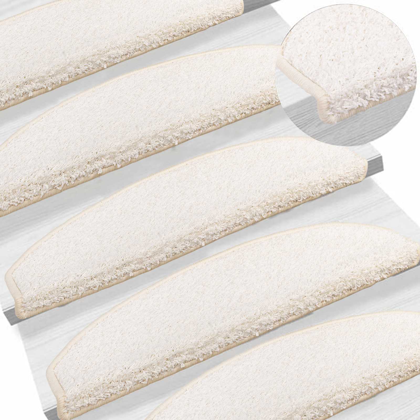 Savaime prilipantys laiptų kilimėliai Pusapvalis 15 pcs Balta