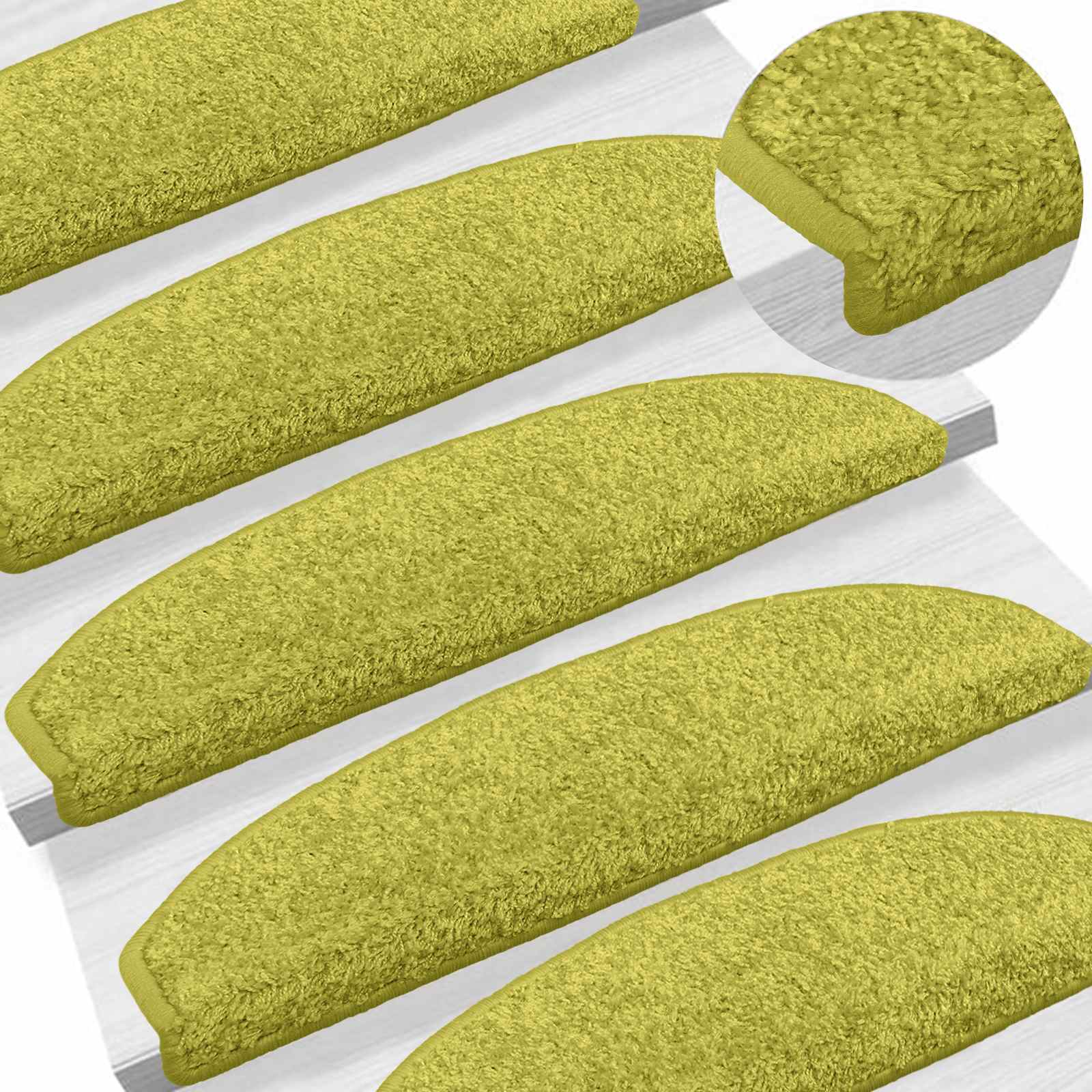 Savaime prilipantys laiptų kilimėliai Pusapvalis 15 pcs Žalia