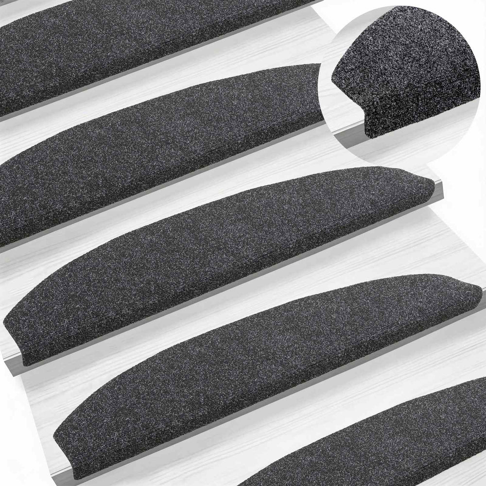 Savaime prilipantys laiptų kilimėliai 15 pcs Tamsiai pilka