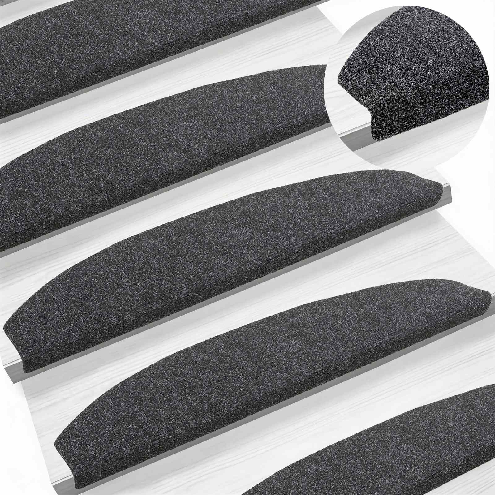 Savaime prilipantys laiptų kilimėliai 15 pcs Tamsiai pilka