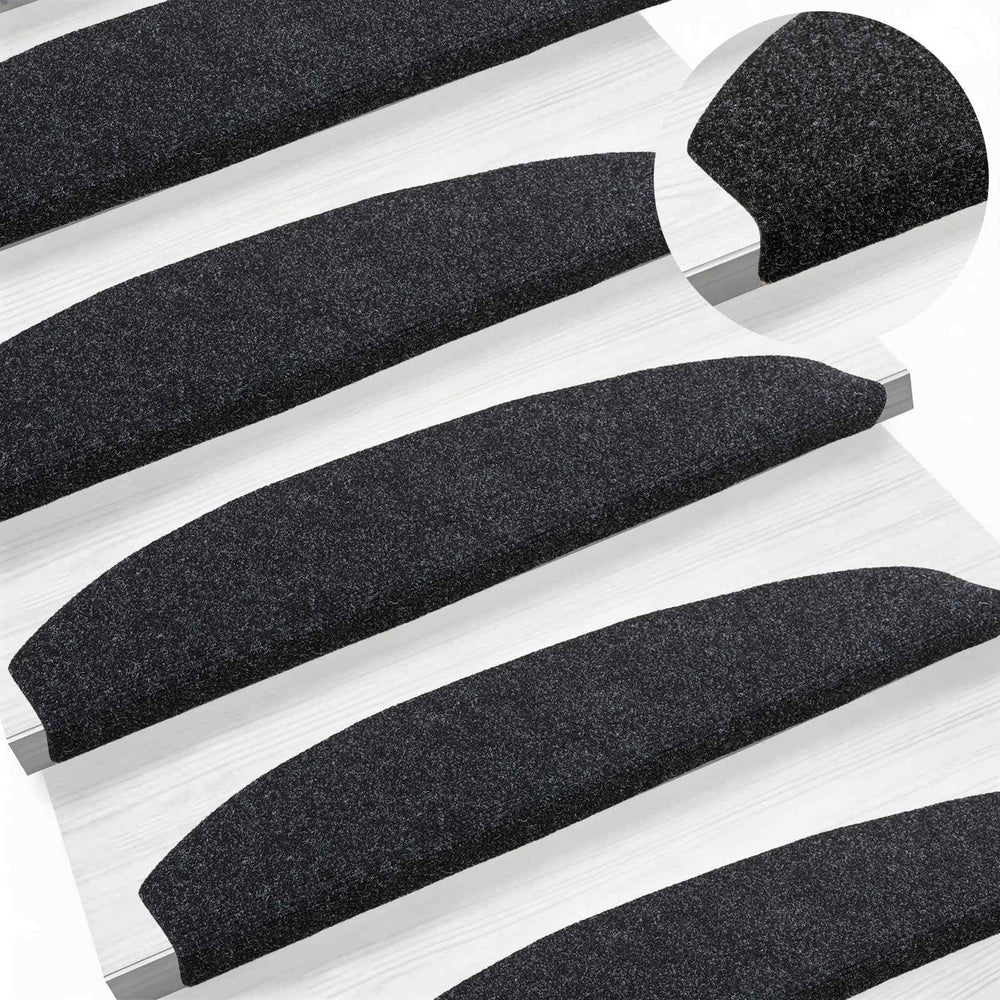 Savaime prilipantys laiptų kilimėliai Pusapvalis 15 pcs Juoda