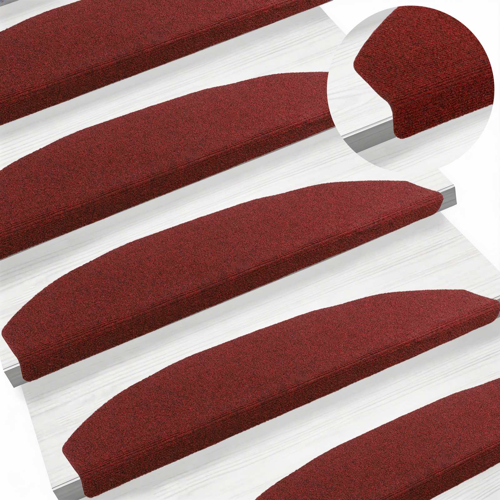 Savaime prilipantys laiptų kilimėliai 15 pcs Bordo raudona