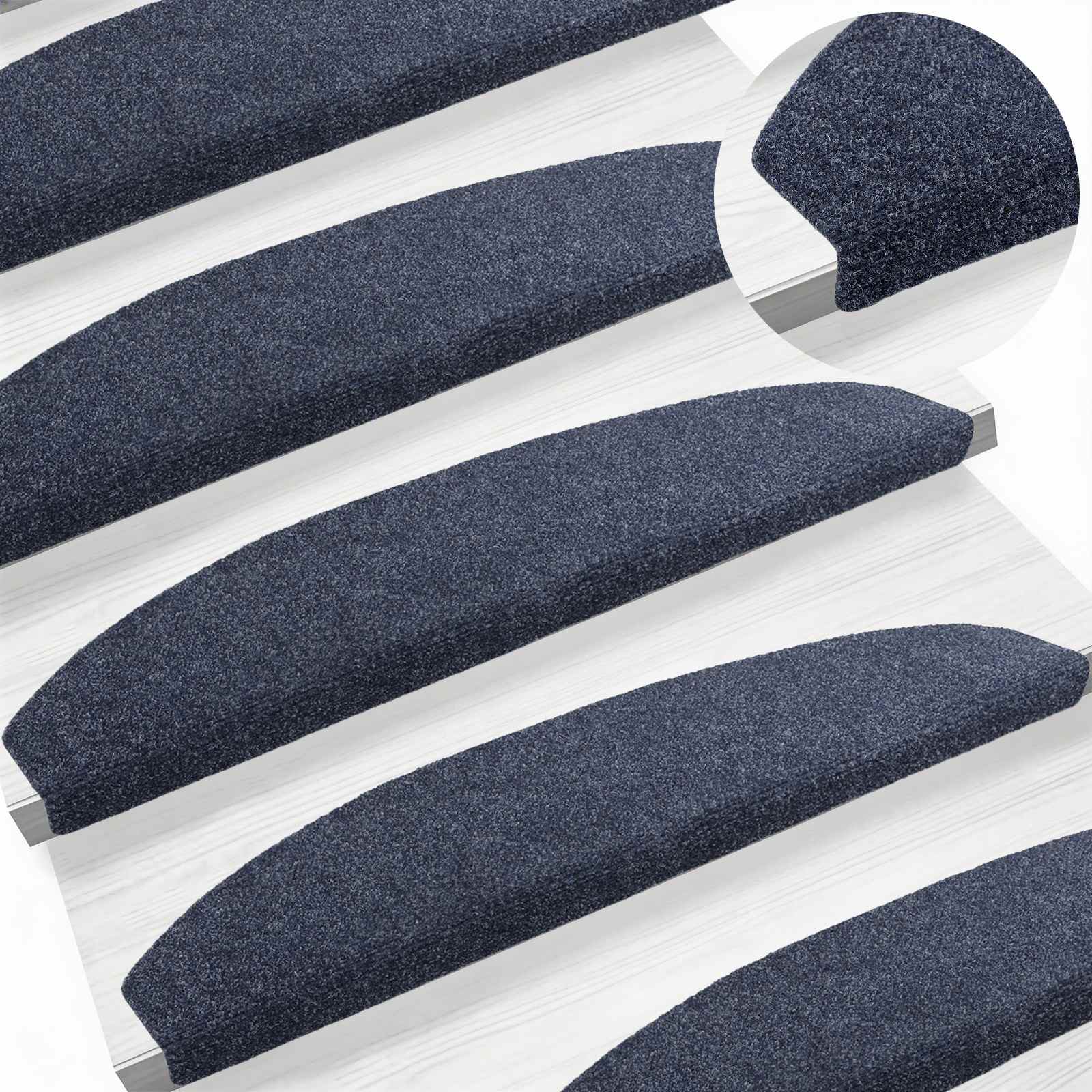 Savaime prilipantys laiptų kilimėliai Pusapvalis 15 pcs Mėlyna