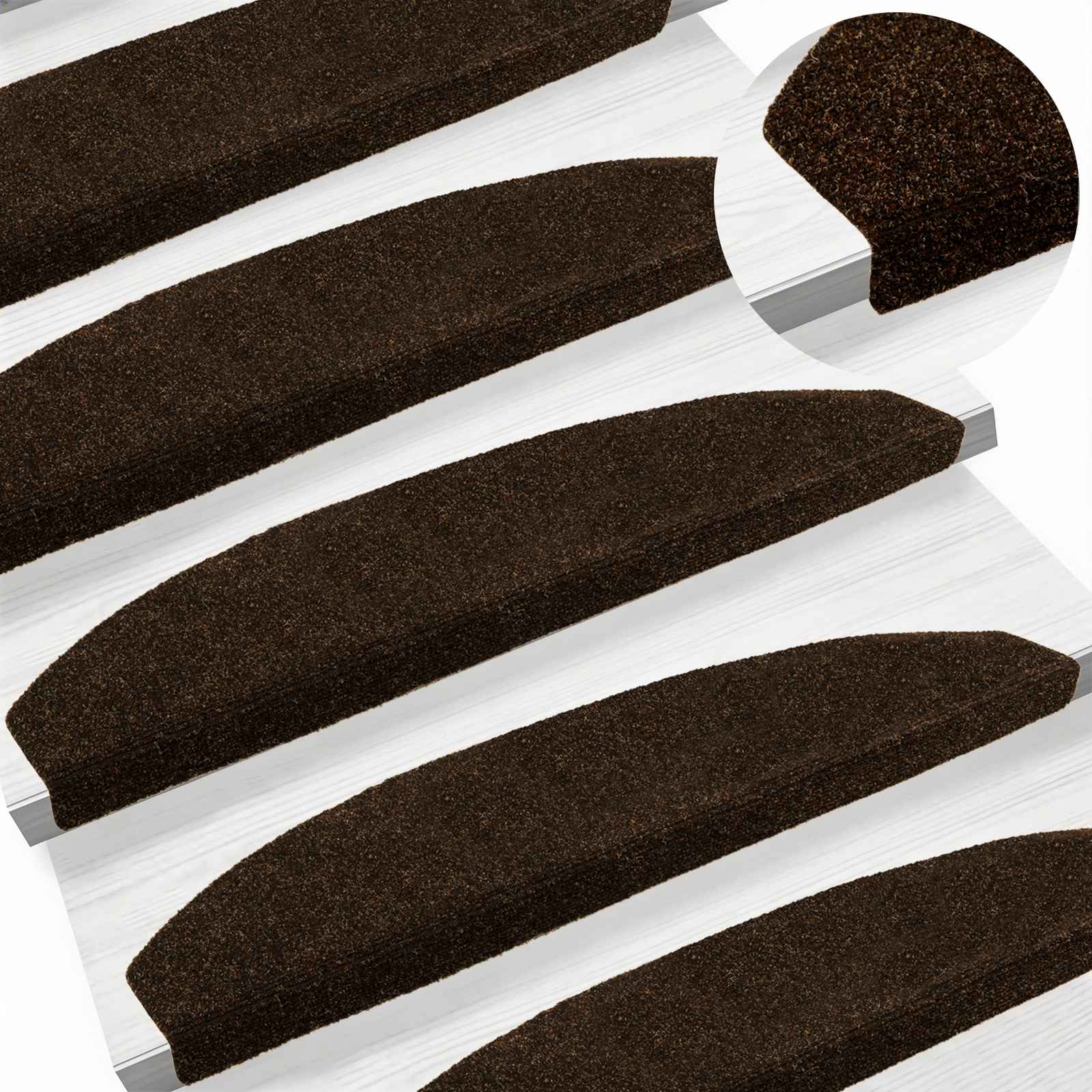 Savaime prilipantys laiptų kilimėliai Pusapvalis 15 pcs Ruda