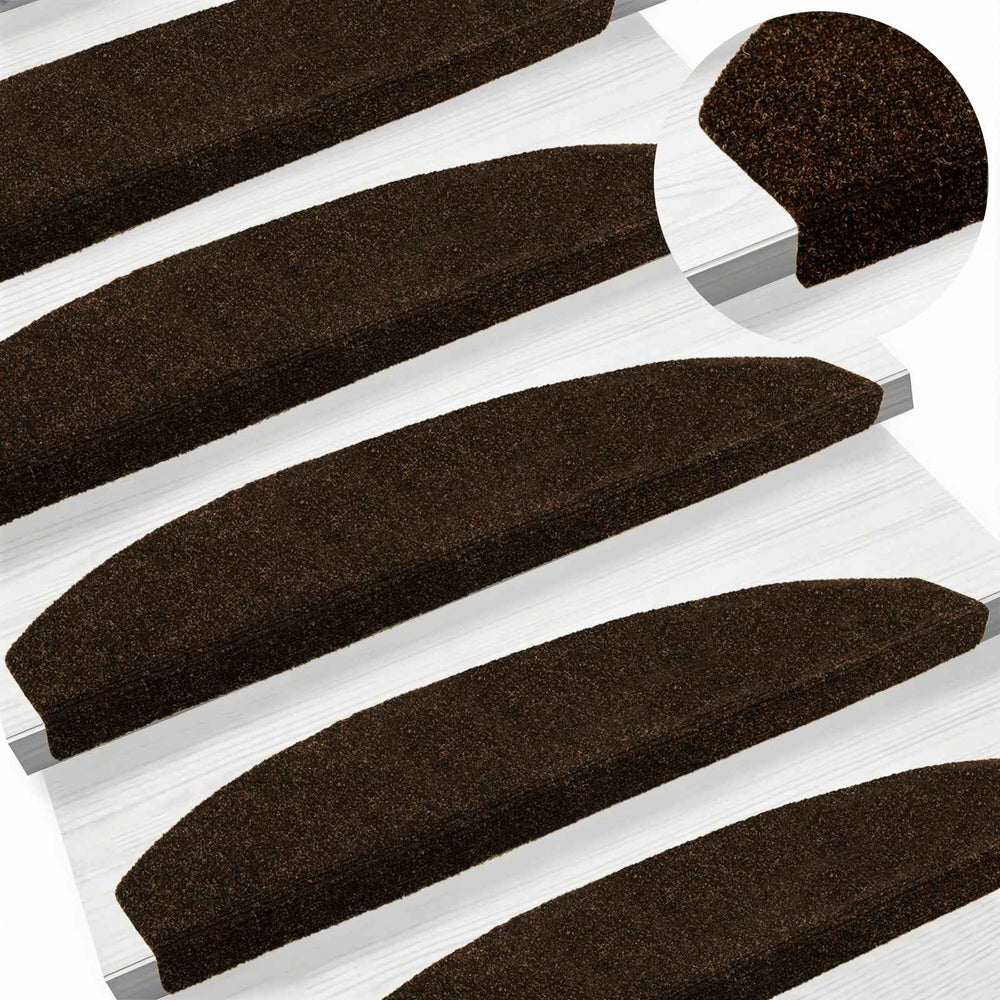 Savaime prilipantys laiptų kilimėliai Pusapvalis 15 pcs Ruda