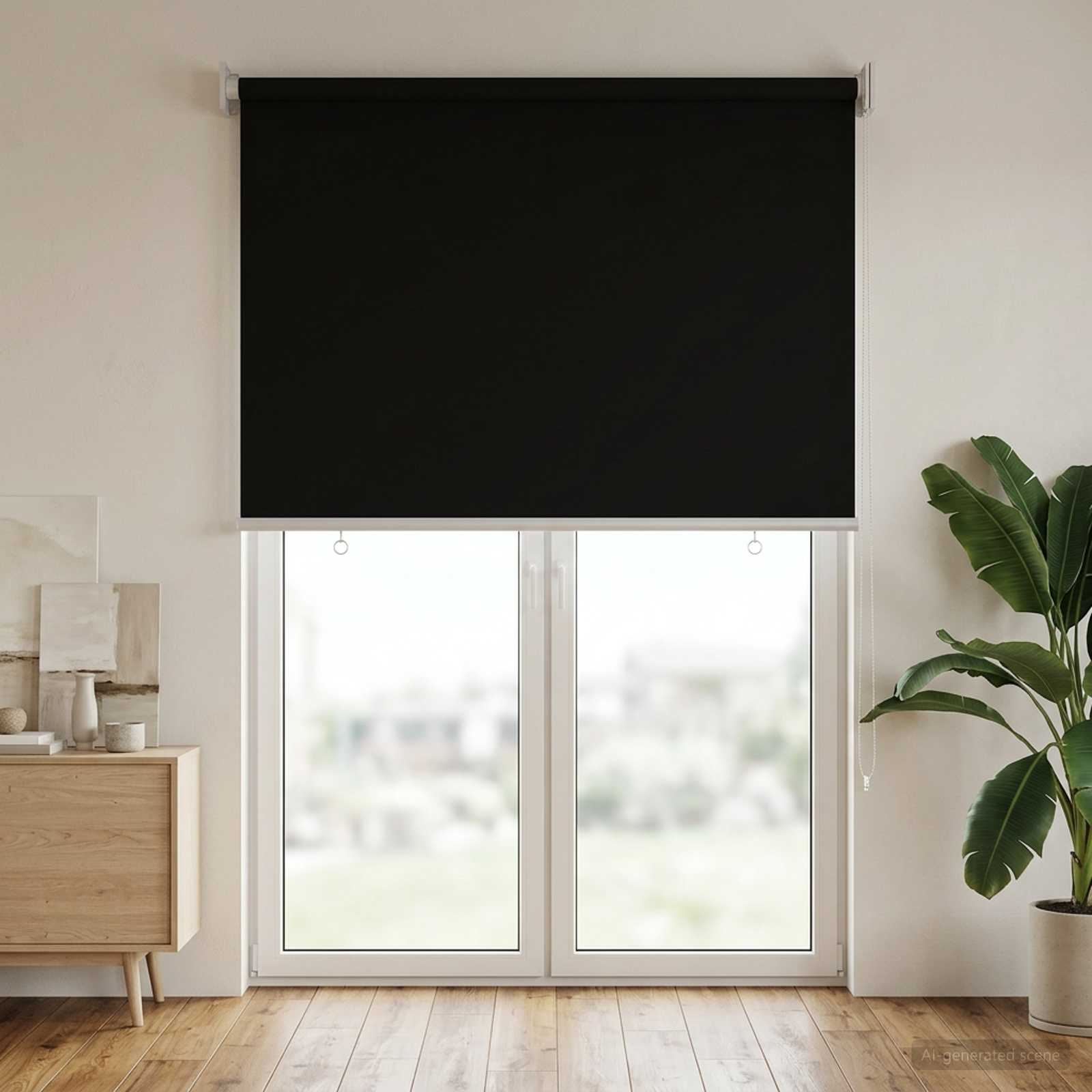 Ritininė užuolaida UV apsaugai Juoda 60 x 230 cm Poliesteris