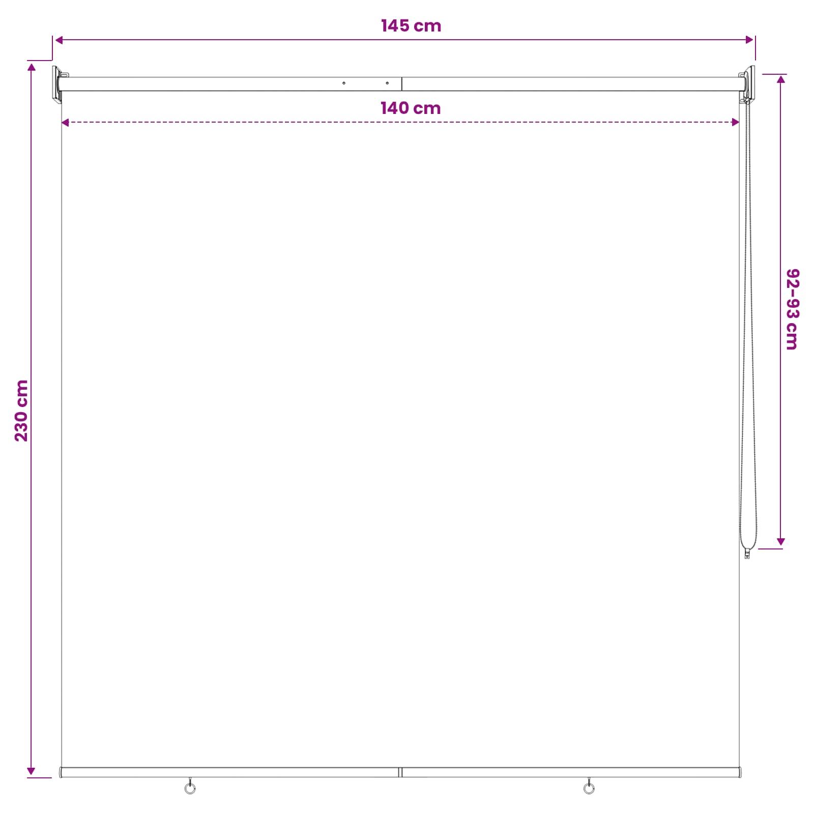 Ritininė užuolaida UV apsaugai Juoda 140 x 230 cm Poliesteris